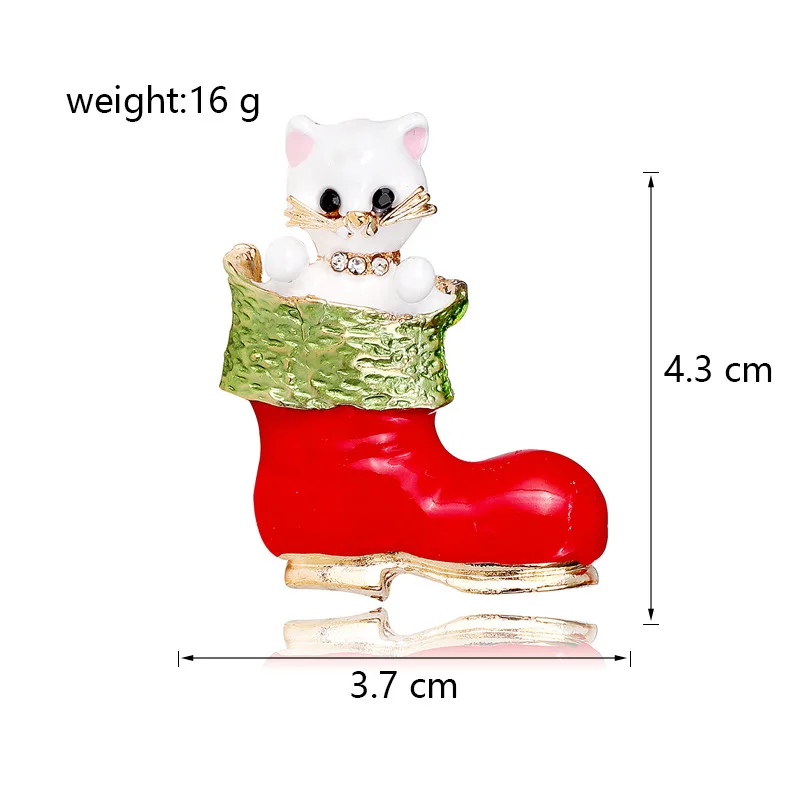 Christmas socks brooch, dripping cute cat creative corsage, Christmas gift pin accessories wholesale