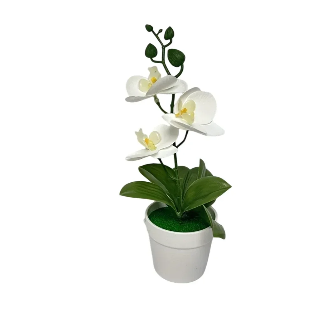 Plastic Phalaenopsis Orchid Bonsai Artificial Potted Plant For Living Room Bedroom Office Tabletop Decoration 10 Colors