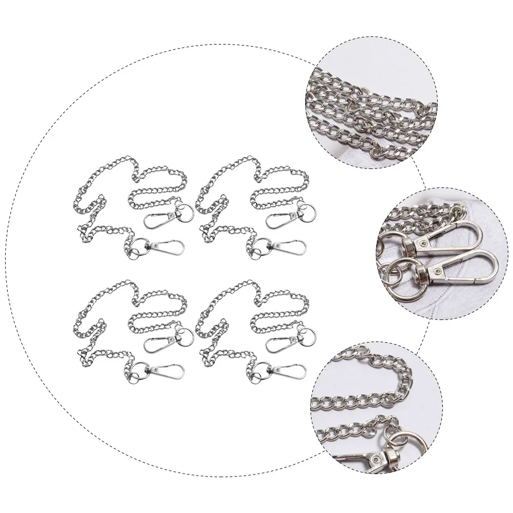 

4pcs Metal Jeans Chain Silver Punk Hip Hop Pants Waist Chains Durable Shiny Easy Wear Adjustable Accessories Women Men Body
