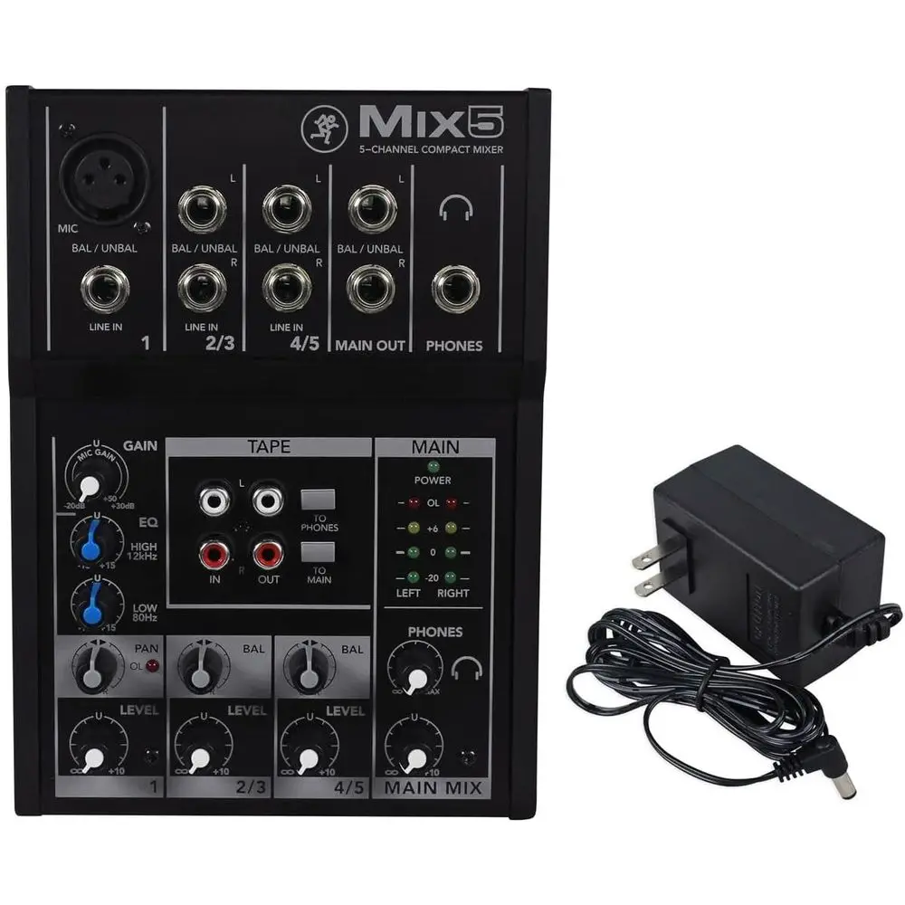 

5-Channel Compact Audio Mixer in Black