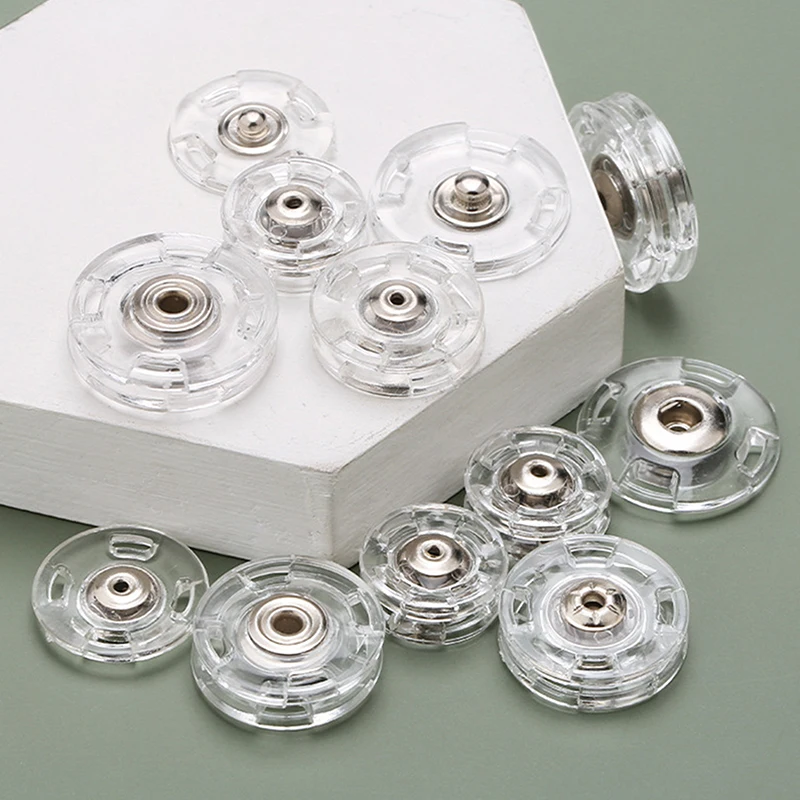 10 Pairs Transparent Delicate Plastic Invisible Snap Button Fastener Round Snap Button Clasp Sweater Clothes Inner Dark Buckle