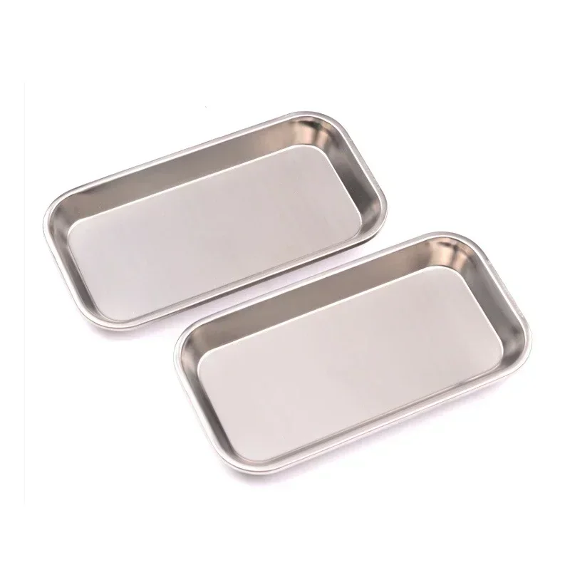 

Kitchen Tray Stainless Steel Square Storage Dental Medical Tools Nail Tattoo Device Supplies Dish Serving Tray