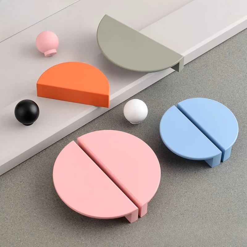 1Pcs Semi-circular Cream Style Children's Room Color Handle Furniture Wardrobe Door Drawer Knob Colorful Kitchen Cabinet Handles