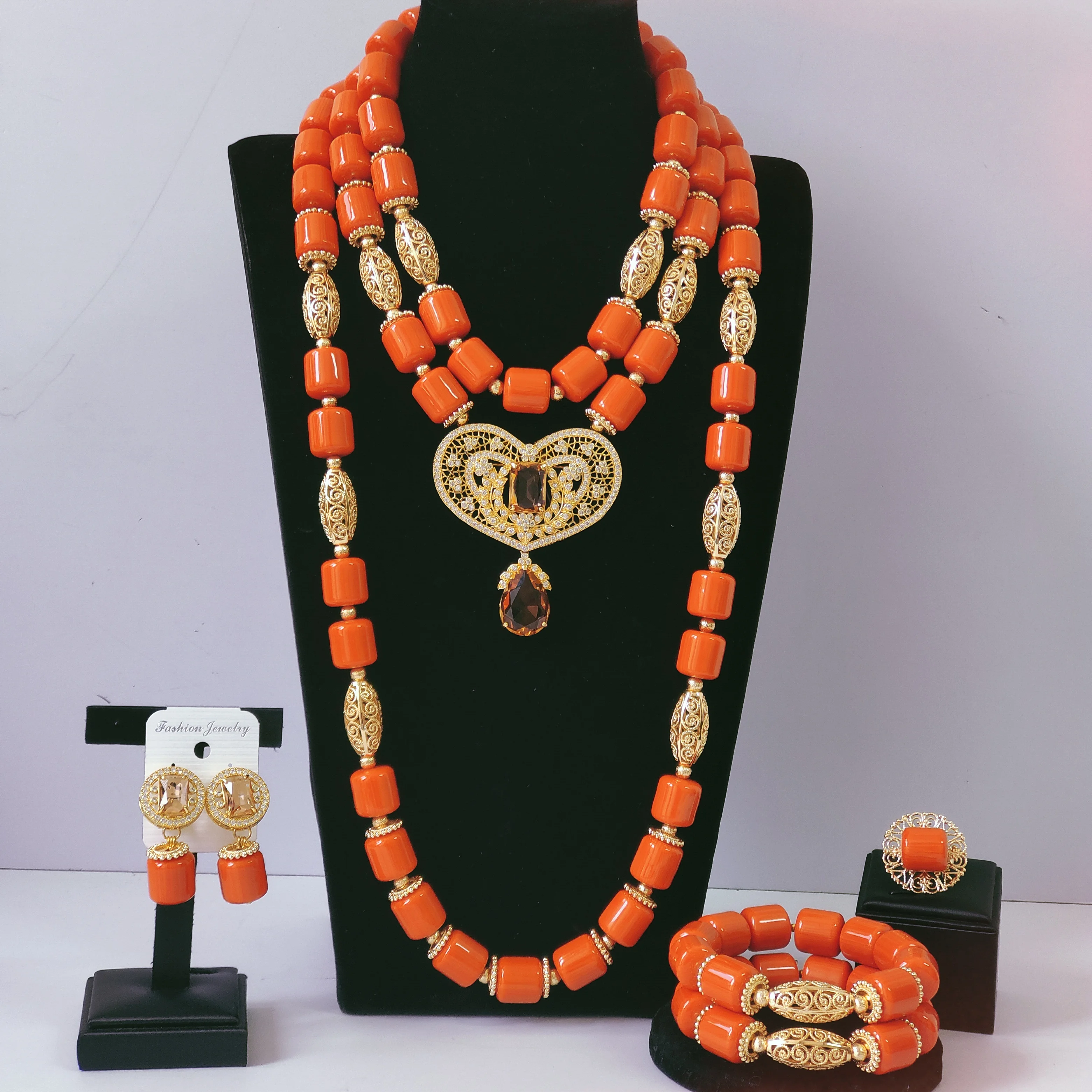 2026 New Artificial Coral Jewelry Set for Woman Nigerian Wedding African Beads