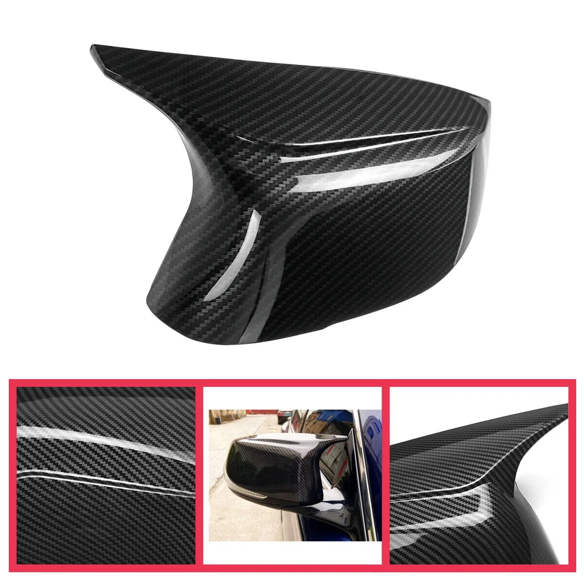 For Infiniti Q50 Q60 Q70 QX30 2014-2021 Carbon Fiber Color Rearview Mirror Cover Caps Side Door Mirror M Style Pair