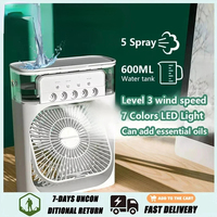 New Mini Portable Fan Air Conditioners USB Electric Fan Air Cooler LED Night Light Water Mist Fun 3 In 1 Air Humidifier