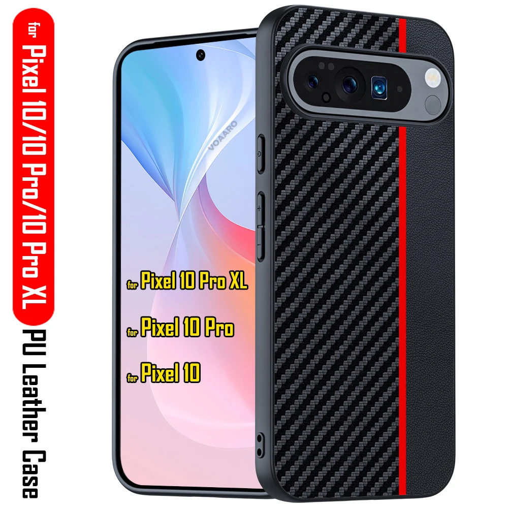 

Protective Funda for Google Pixel 10 Pro XL Case for Google Pixel 10 Pro Case Carbon Fiber Texture Leather Cover Ultra Thin Capa