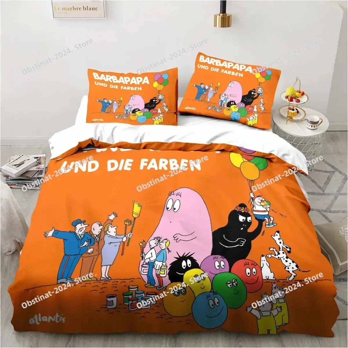 탑 3D 귀여운 만화 레스 바바파파 침구 세트 부드러운 이불 커버 성인 어린이 침실 싱글 더블 킹 사이즈 부드러운 베개 커버 사이즈