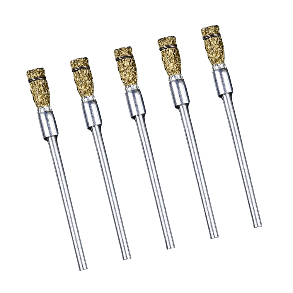 5PC Wire End Brush 1/4 Inch Shank Pen Shape 0.3 Wire 100mm Extension Rod For Power Rotary Tool