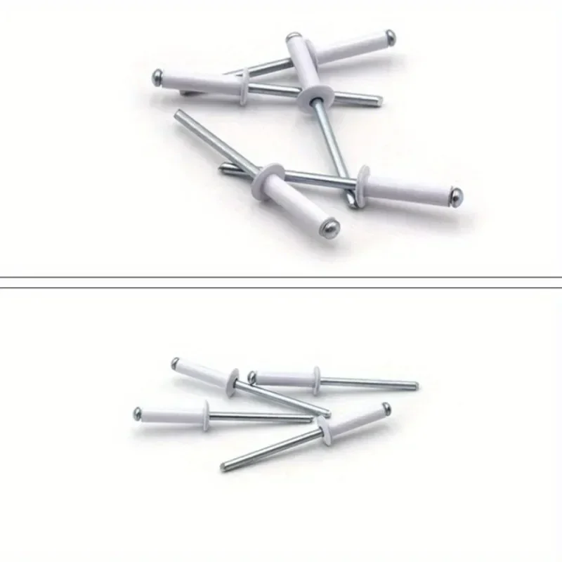 50pcs White Painted Blind Rivets Round Head Hollow Rivets Aluminium Steel Home Decoration Rivets Hardware Fastener DIA 1/8"