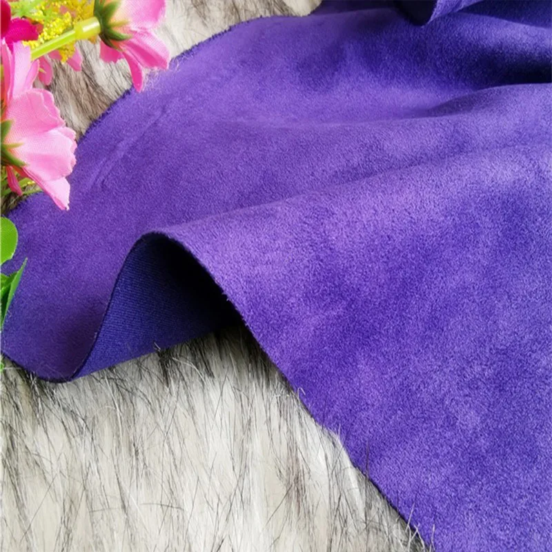 Good Wide Dark Purple Knitted Elastic Suede Fabric,Snowflake Velvet,Faux Deeskin Fabric,Sewing Material,DIY Clothing,Suits,150cm