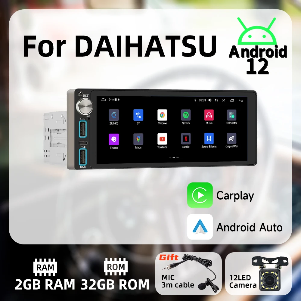 

Carplay Android Auto 1 Din Radio Android Car Multimedia for DAIHATSU 6.86" Screen Stereo Head Unit Autoradio GPS Navigation Wifi