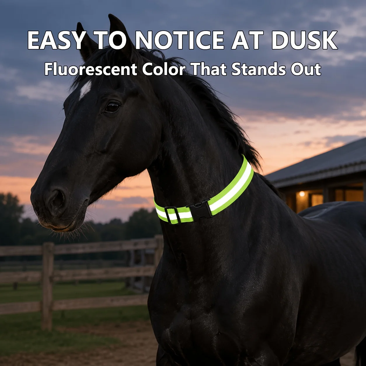 1‑2Pcs Reflective Horse Neck Collar Adjustable Equine Neck Strap With Quick‑Side‑Release Buckle 120×5cm For Horse Photo Prop