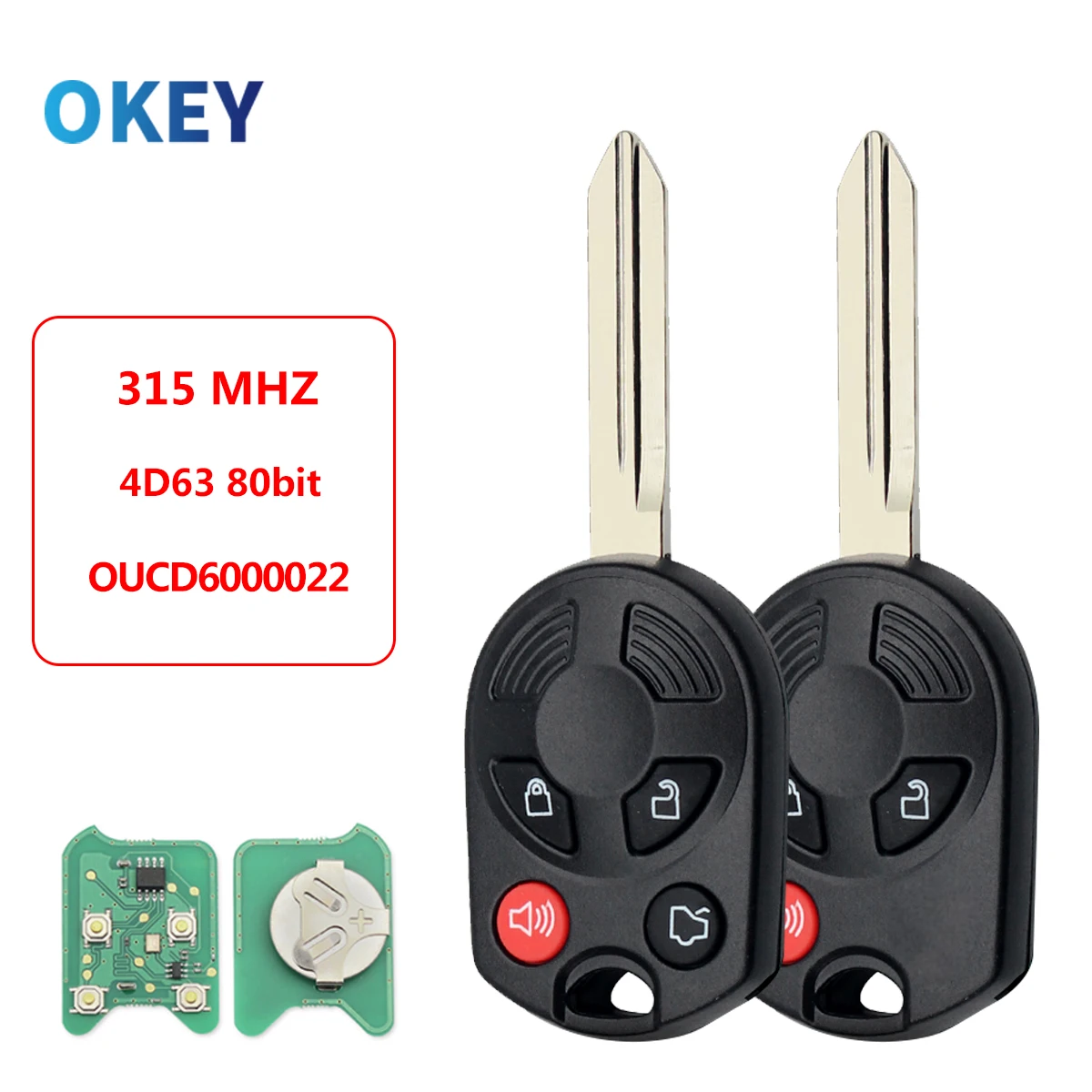 Okey Remote Car Key For Ford Explorer Flex Taurus FCCID OUCD6000022 315Mhz 4D63 Chip Auto Smart Replace Blank Key