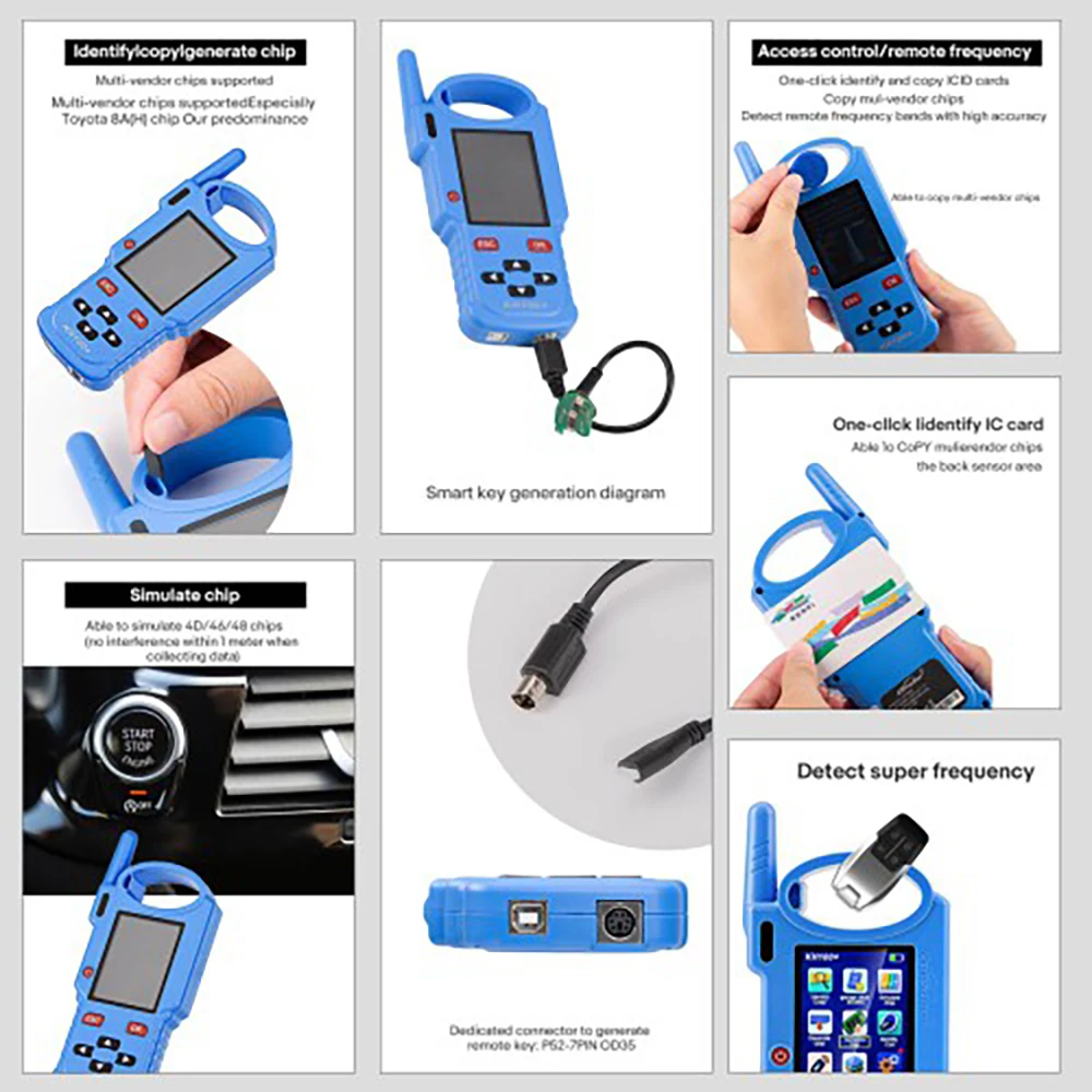 Blue Lonsdor KH100+ Remote Maker Key Programmer Update Online Supports Indian TATA Mahindra Maruti