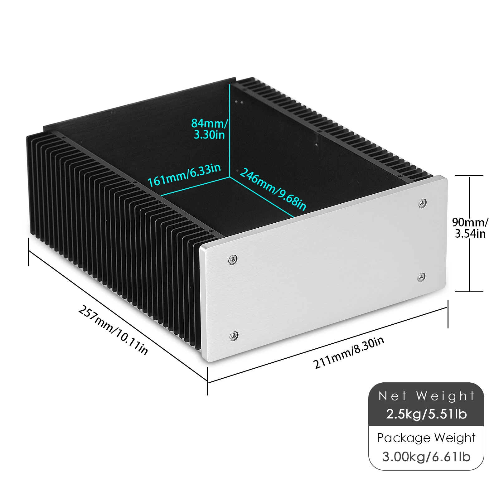 Nobsound HiFi Amplifier Housing Aluminum Case Amplifier Chassis Enclosure DIY Preamp Box