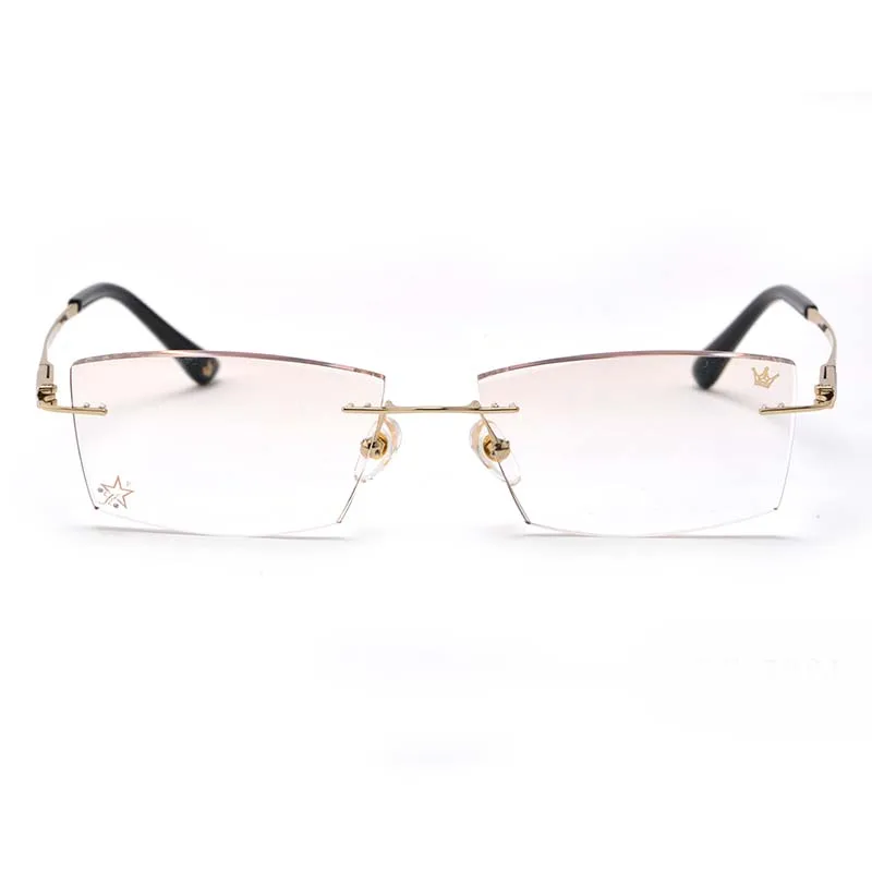 High quality men and women Anti-blue light lens  presbyopia glasses frameless square reading glasses