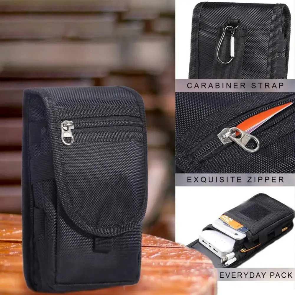 Cell Phone Pouch Holster Unisex Multi Pockets Phone Holder Belt Waist Bag Fanny Pack with Neck Strap