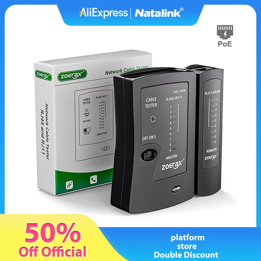 

Тестер сетевого Ethernet-кабеля Natalink для LAN RJ45 Cat5 Cat5e Cat6 Cat6a Cat7 UTP/экранированного кабеля и RJ11 RJ12