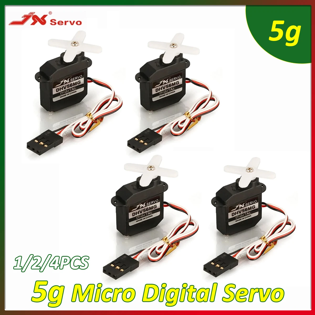 1/2/4PCS JX PDI-DHV56MG 5g Micro Digital Servo 4.8-7.4V Metal Gear Coreless Motor for RC Plane Racing Drone Fixed-wing Toy Parts