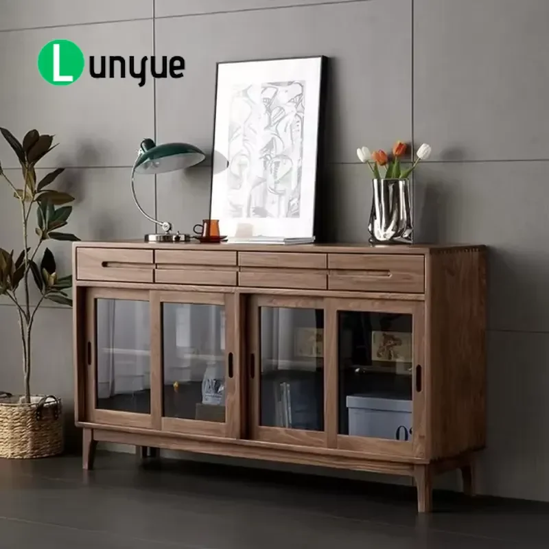 Wood Side Cabinet Shelf Storage Locker for Kitchen Living Room Furniture High Capacity Organizer Home Decor