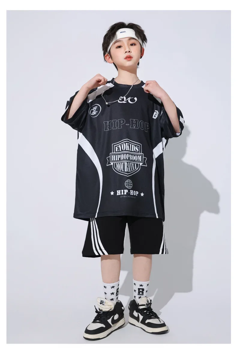 T-shirt hip-hop ad asciugatura rapida hip-hop allentata della Corea del Sud per bambini Pantaloni casual Bello costume da ballo