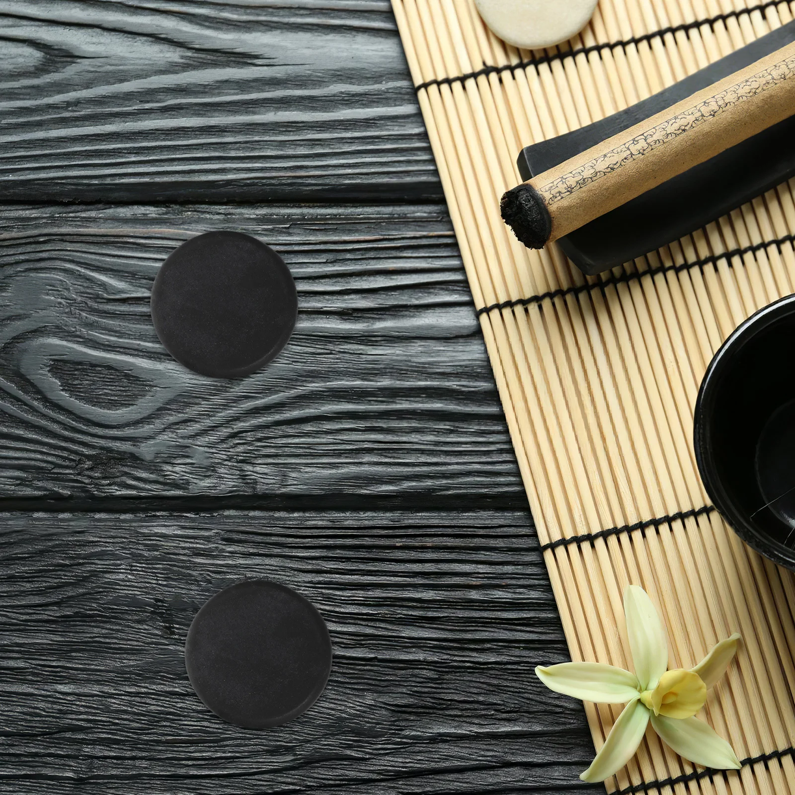 

6Pcs Spa Massage Stones Volcanic Hot Rocks for Deep Tissue Therapy Energy Balance Muscle Relaxation with Essential Oils Black