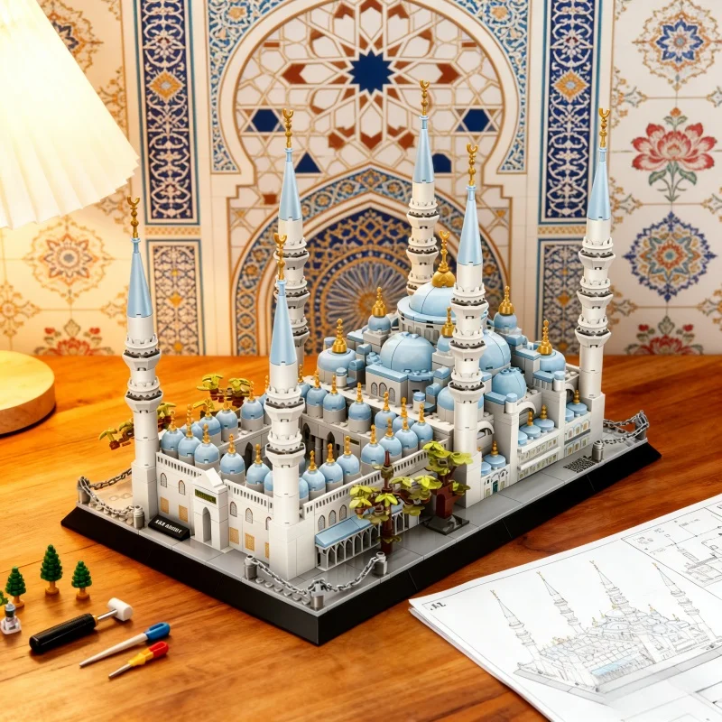 New Blue Mosque Istanbul Architecture Model 1129 PCS Building Block Educational DIY Puzzle Children's Toys For Kids Adult Gifts