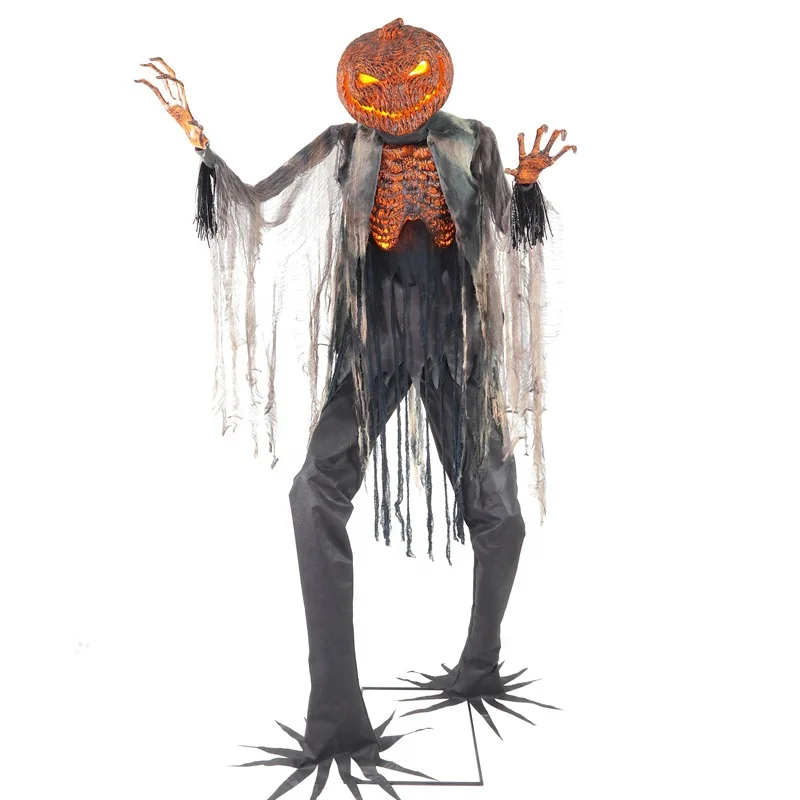 

Halloween Electronic Animatronic Glow Sound Large Scarecrow Pumpkin Head Novelty Props Indoor and Outdoor Animation Decoration