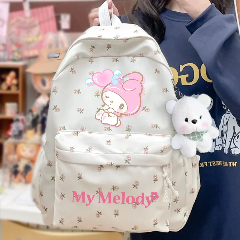

Студенческий школьный рюкзак My Melody, корейская версия, милые сумки с цветочным принтом для девочек, сумка для книг, рюкзак для младших школьных рюкзаков, дорожная сумка