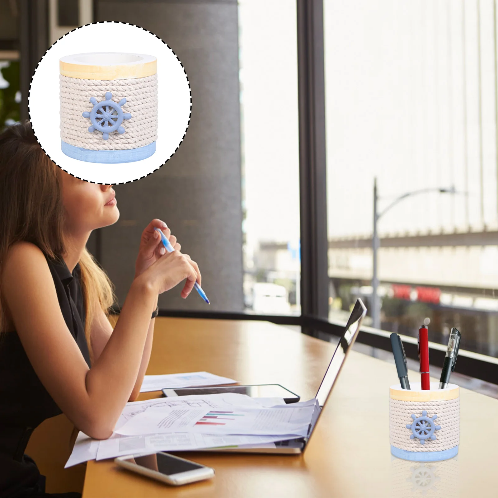 

Wooden Pen Holder Desk ganizer Pencil St Makeup Brush Container Storage Box Craftsmanship Quality Material Functional Office