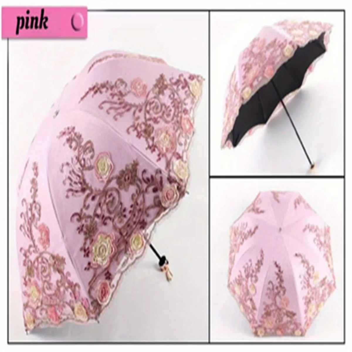 1pcs Lace Embroidery Parasol Anti-UV Folding Umbrella UPF50+ Vintage Flower Embroidery Umbrella Princess Umbrella Gift Umbrella