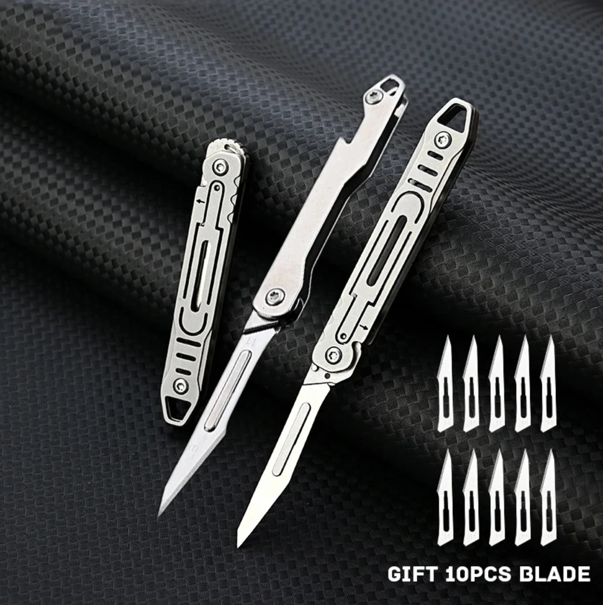 Imagem -02 - Folding Knife Keychain G10 Liga de Titânio Canivete Ferramenta de Auto-defesa Cirúrgica Lâmina Substituível Blad No.11 Aço Inoxidável