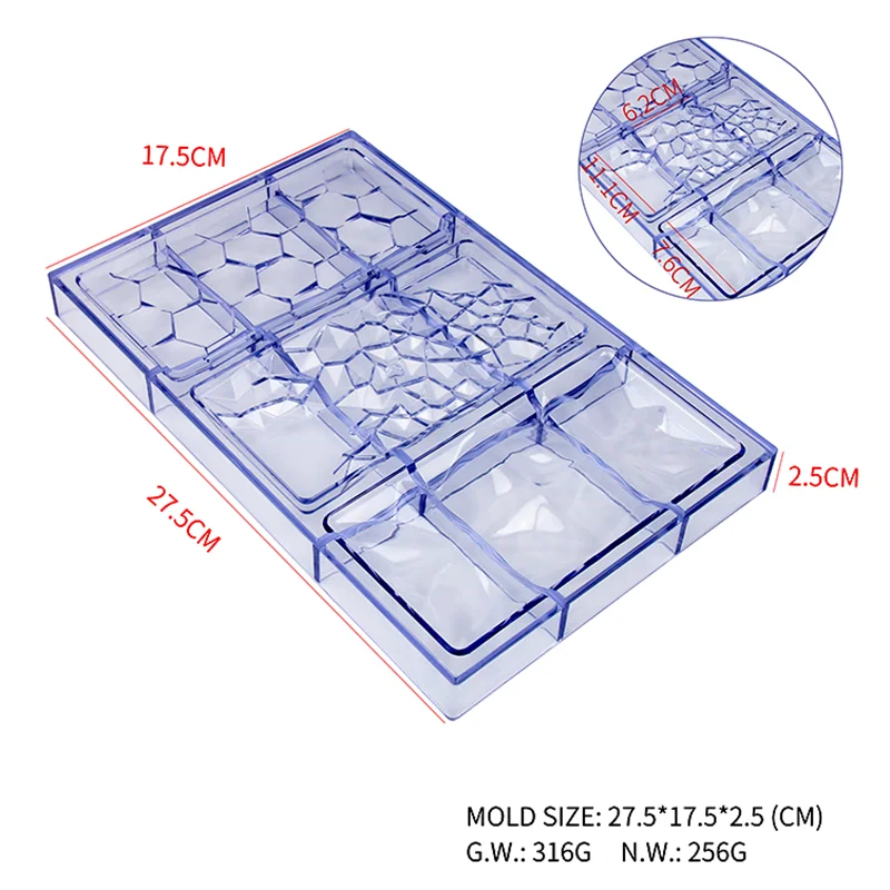 Plastic Large Size 3 Different Designs Pattern Chocolate Mold Sweet Candy Craft Baking Tools CC0096