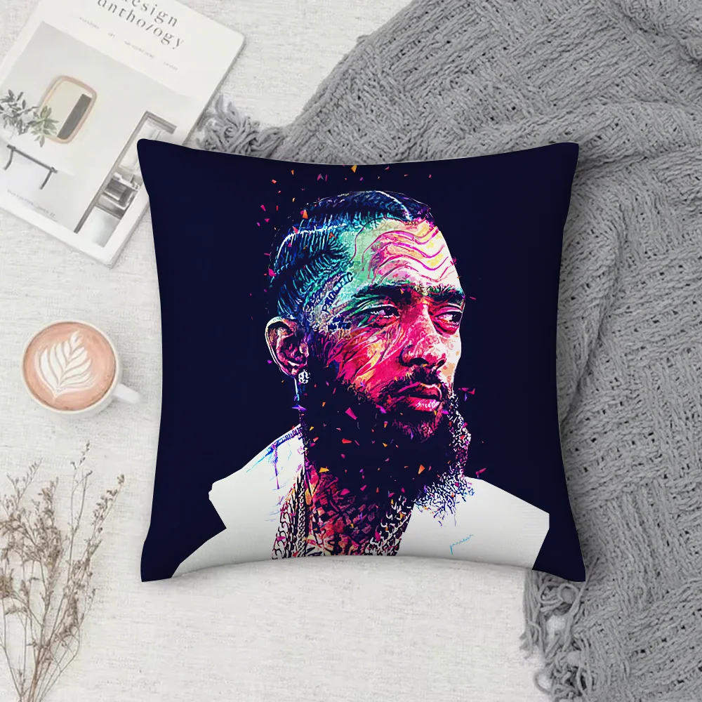 

Rapper N-Nipsey H-Hussle Victory Lap Pillow Case Square Double-Sided Printing Short Plush Sofa Cushion Cover Bedside Pillow