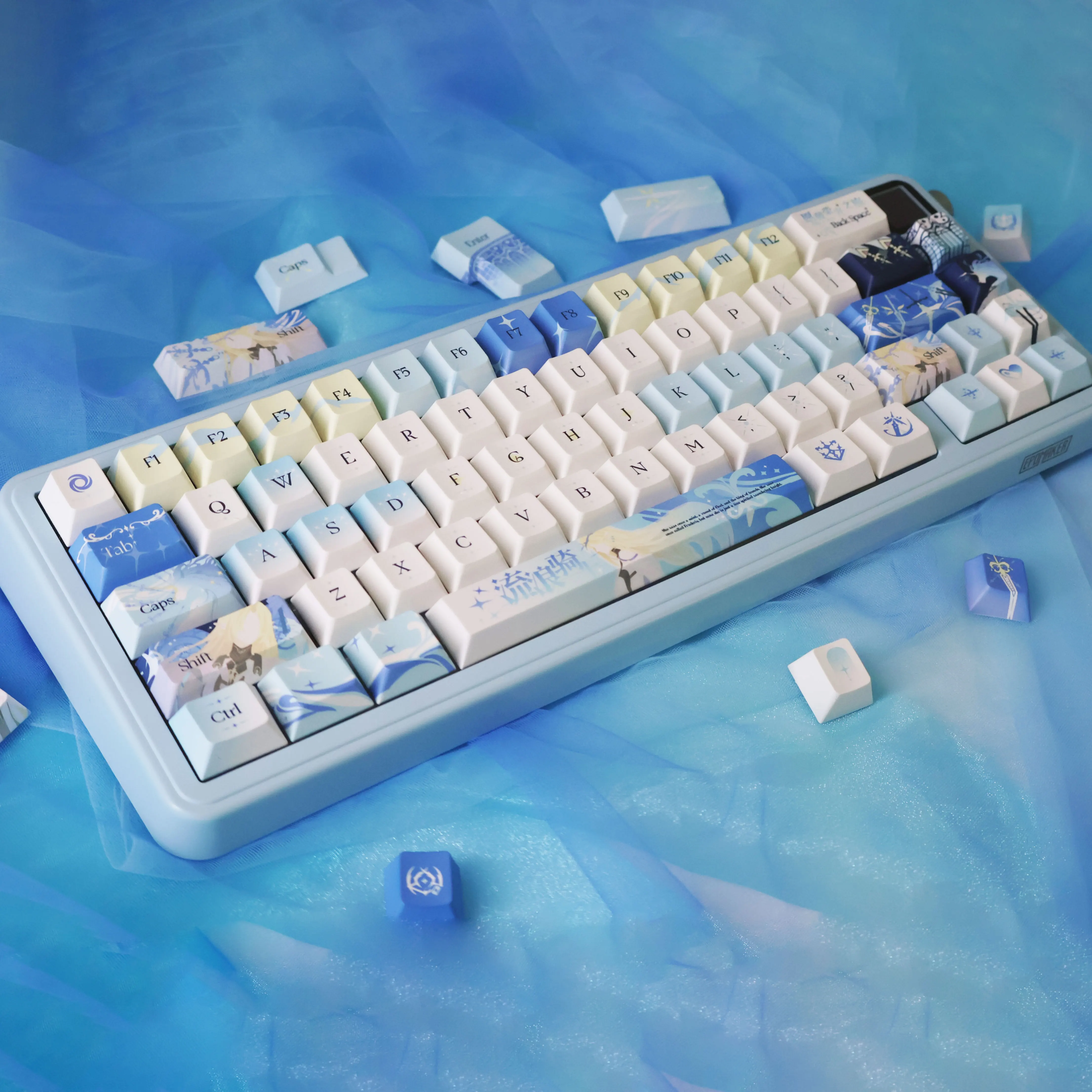 120 Keys Cartethyia Custom Keycaps WuWa Game Cherry PBT Transparent Key Caps for Made68 Mad68 Wooting 60 Mechanical Keyboard