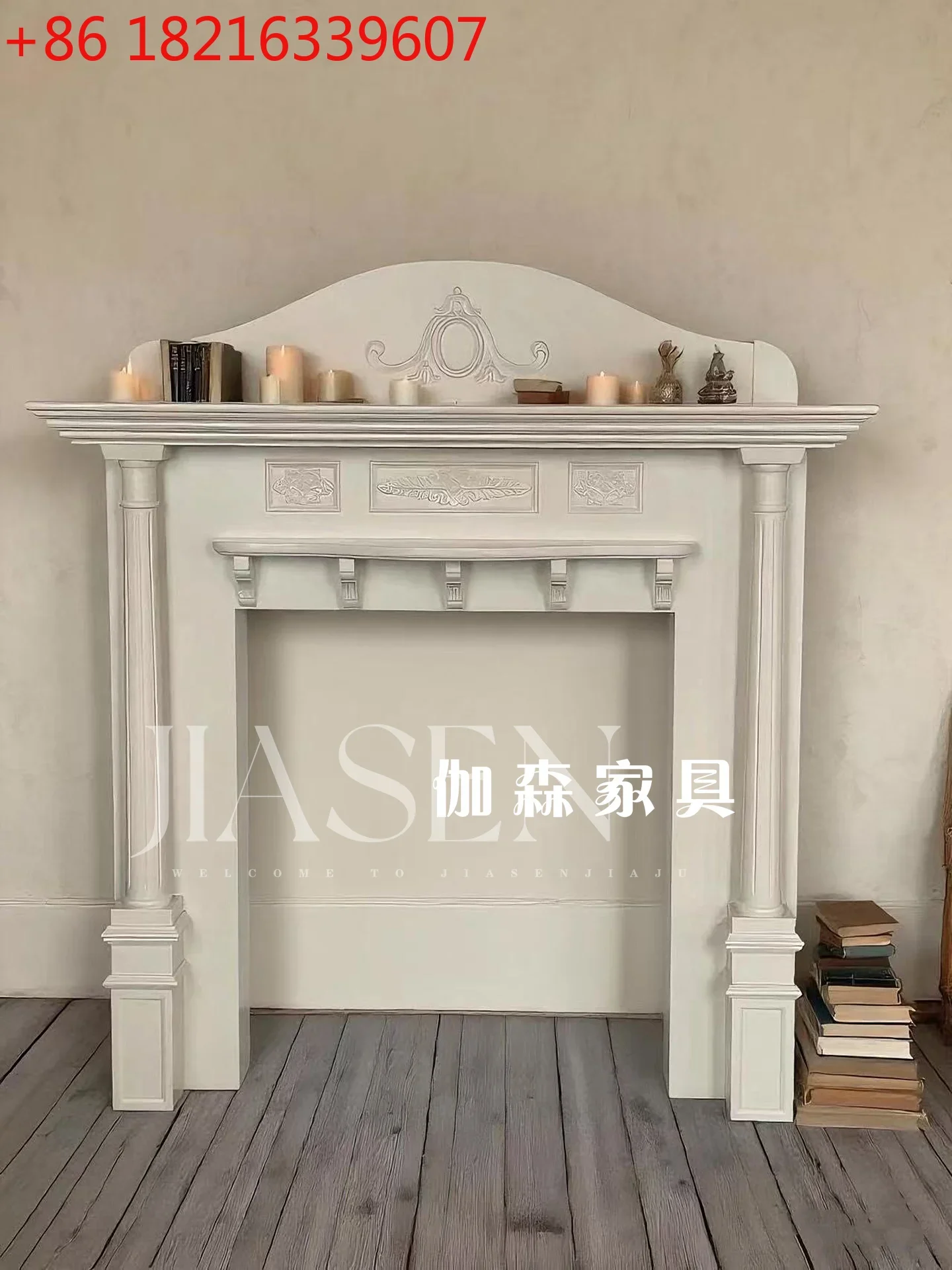 TAO  French retro Roman column solid wood mantel medieval living room decorative cabinet simple Europe