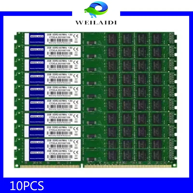 Memoria RAM DDR2 de 50 piezas para ordenador, 2GB, 2g, PC2-6400, 800MHz, PC2-5300, 667MHZ, DIMM, 240 pines, AMD, Intel, venta al por mayor