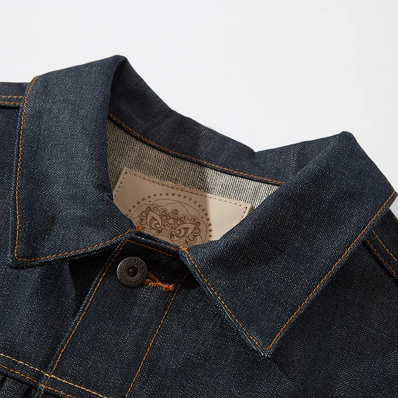 

15oz Red Selvedge Raw Denim Heavyweight Stiff American Vintage Men's Denim Jacket Autumn Winter 100% Cotton Washed Outwear