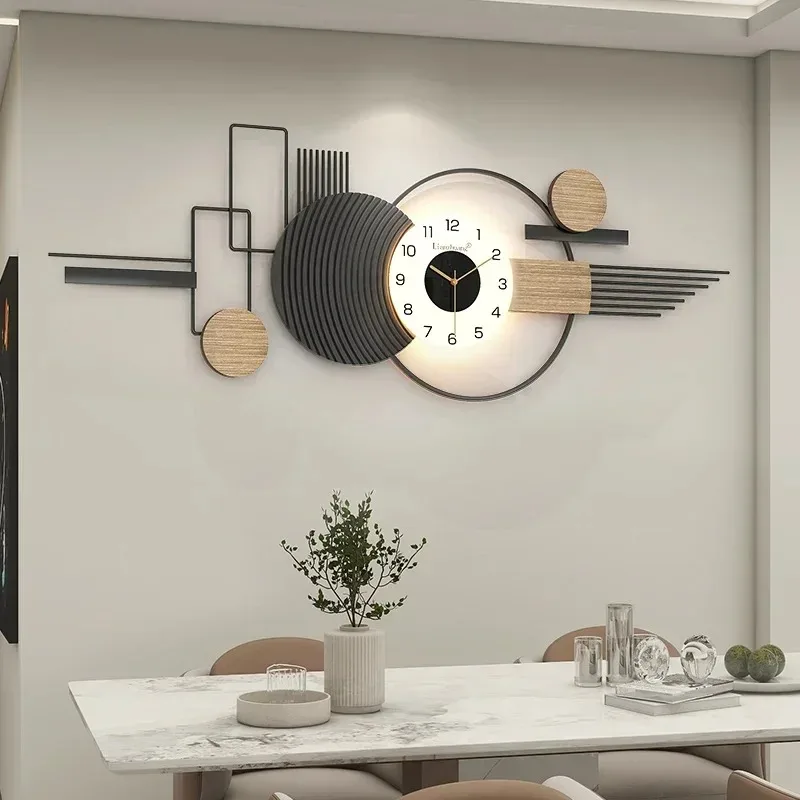 

Модные бесшумные настенные часы со светодиодной художественной росписью, большие эстетические настенные часы большого размера, ресторан Relogio De Parede, украшение для гостиной