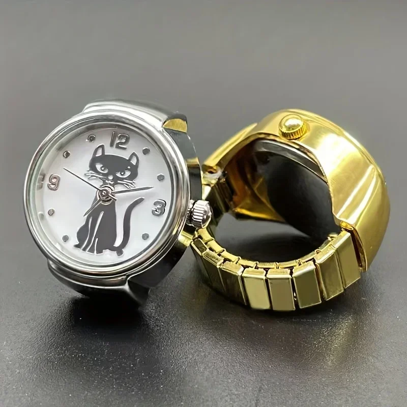 Quartz watch with circular pointer, niche, beautiful kitten, ring, high-end, gold and silver, special offer, 1 piece
