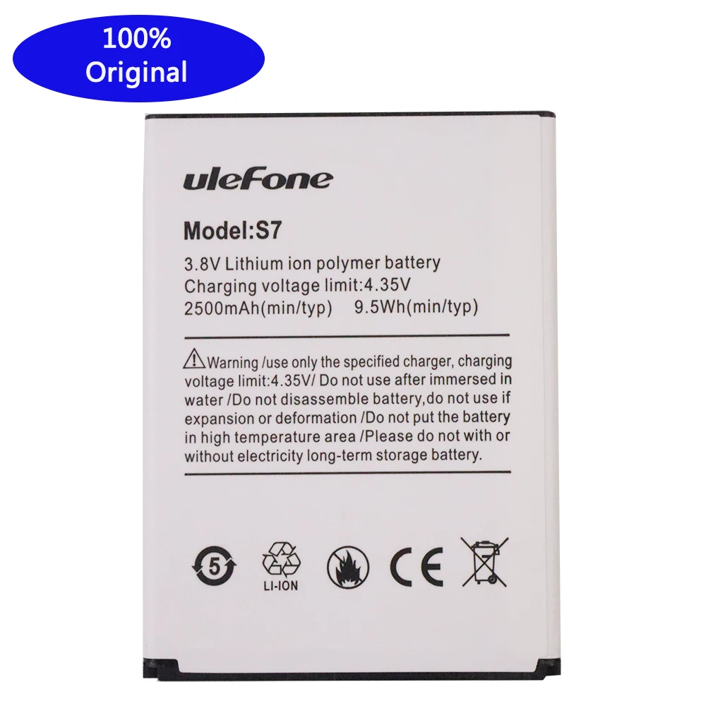 

100% New Original High Quality 2500mAh Replacement Battery For Ulefone S7 5.0inch Smart Mobile Phone Rechargeable Batteries