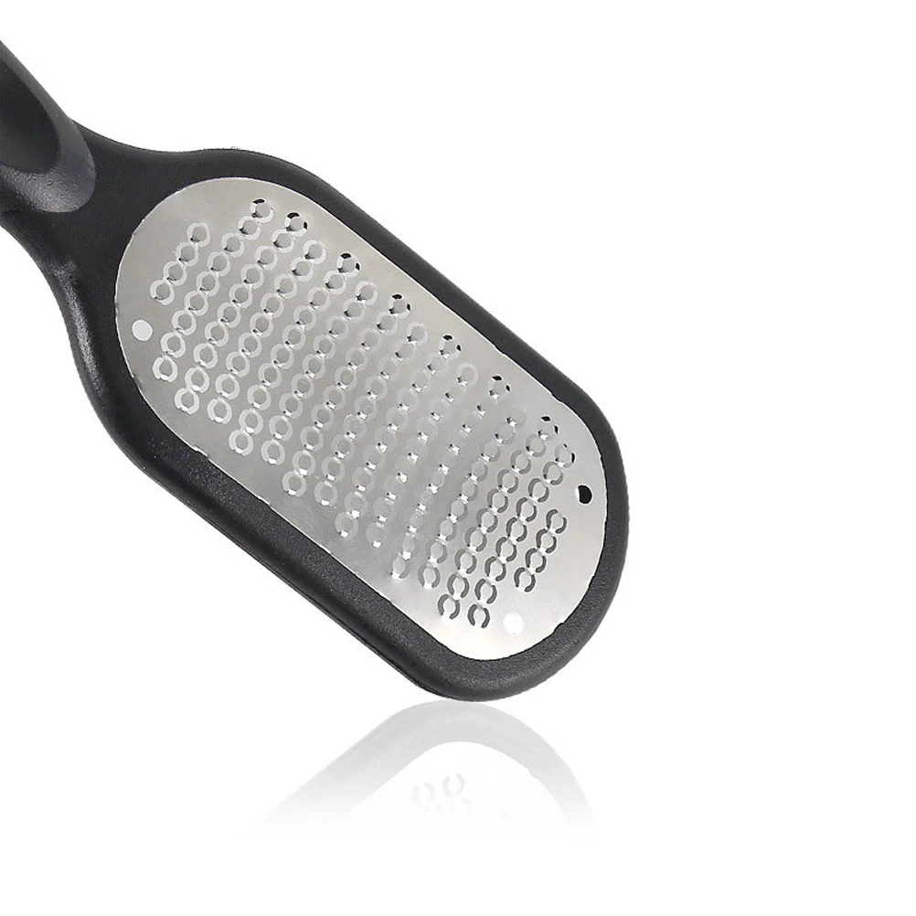 Stainless Steel Foot File Board Black Durable Callus Remover Dead Skin Exfoliating Scrub Tool Plastic Handle Pedicure Nail