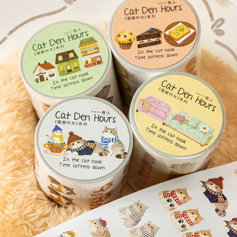 2 Rollen Healing Time Washi Tape, Vintage Town & Food Elements, vielseitig einsetzbares Dekoband für Tagebücher und Kunsthandwerk