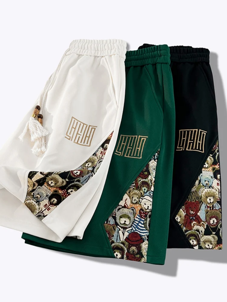 

Мужские спортивные шорты с вышивкой в ​​стиле ретро, ​​лето 2024, повседневные американские баскетбольные брюки свободного кроя, дышащие, с вышивкой в ​​стиле ретро