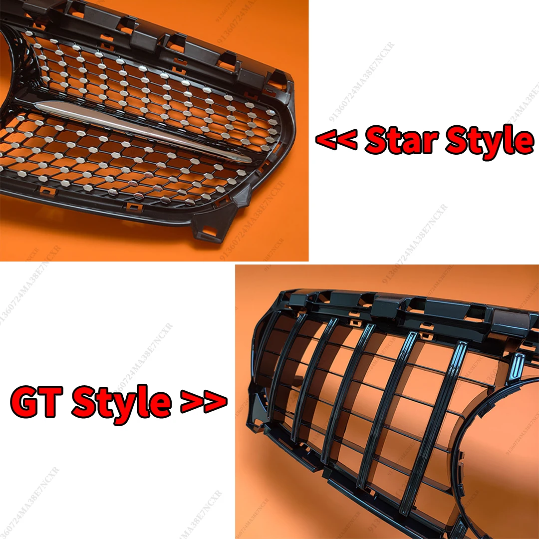 GT Diamond Style Front Hood Grille For Mercedes Benz CLA C117 W117 2013-2019 like 180 200 220 260 Racing Bumper Grill Mesh view 6