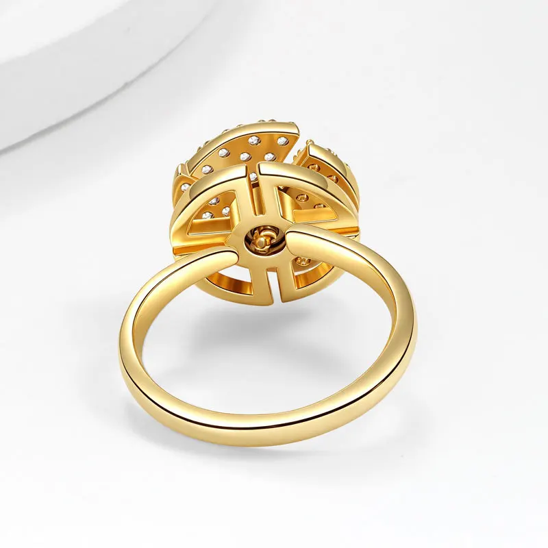 925 Sterling Silver Jewelry Vintage Crystal Rotatable Disc Finger Rings for Women Wedding Party Jewelry For Girls Friends Gift