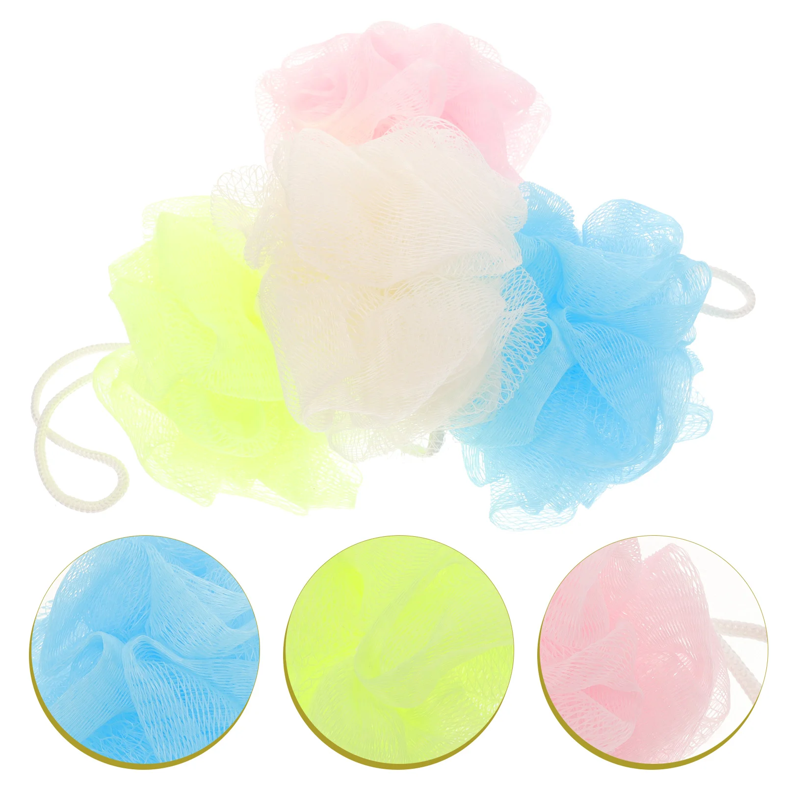 

8pcs Colored Mesh Bath Ball Shower Ball Bath Back Scrubber with Hanging Rope Random Color hanging bath ball