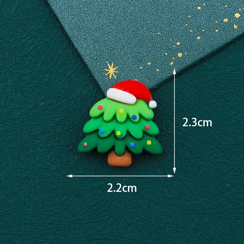 Christmas Tree Resin Cabochons Flatback for Scrapbook 10pcs Christmas Gift Santa Home Decoration Accessory Cute DIY Slime Charms