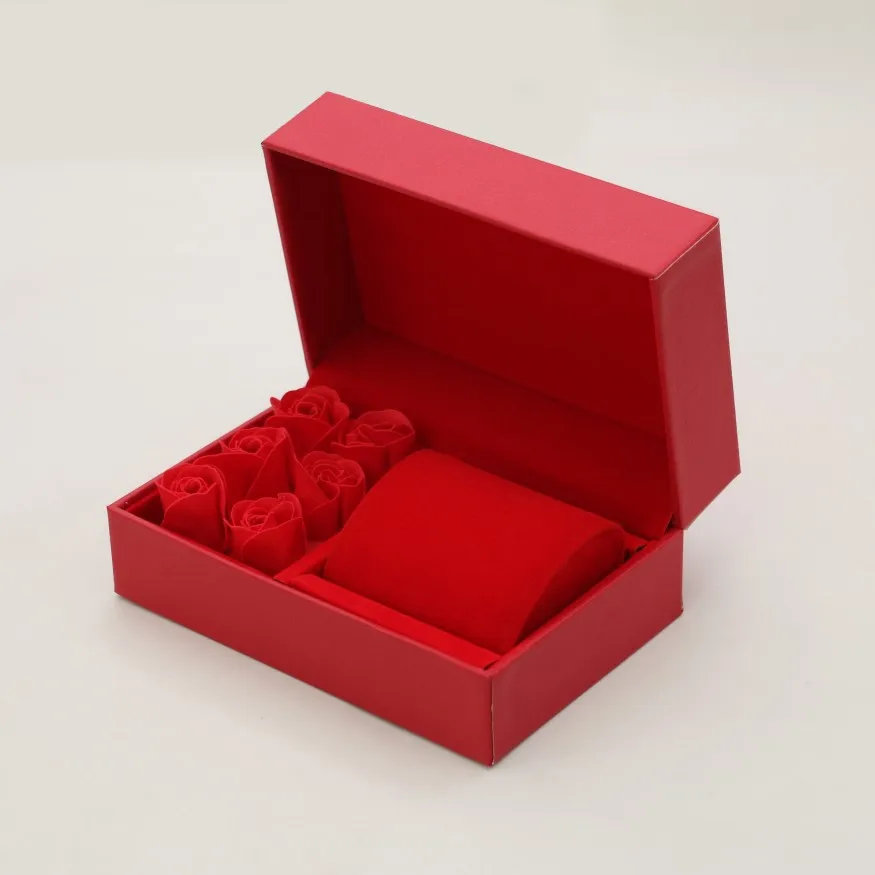 Rose Watch Box Soft Pu Single Watch Box Wristwatch Organizer Delicate Watch Gift Packaging Box For Jewelry Packaging Gift Giving